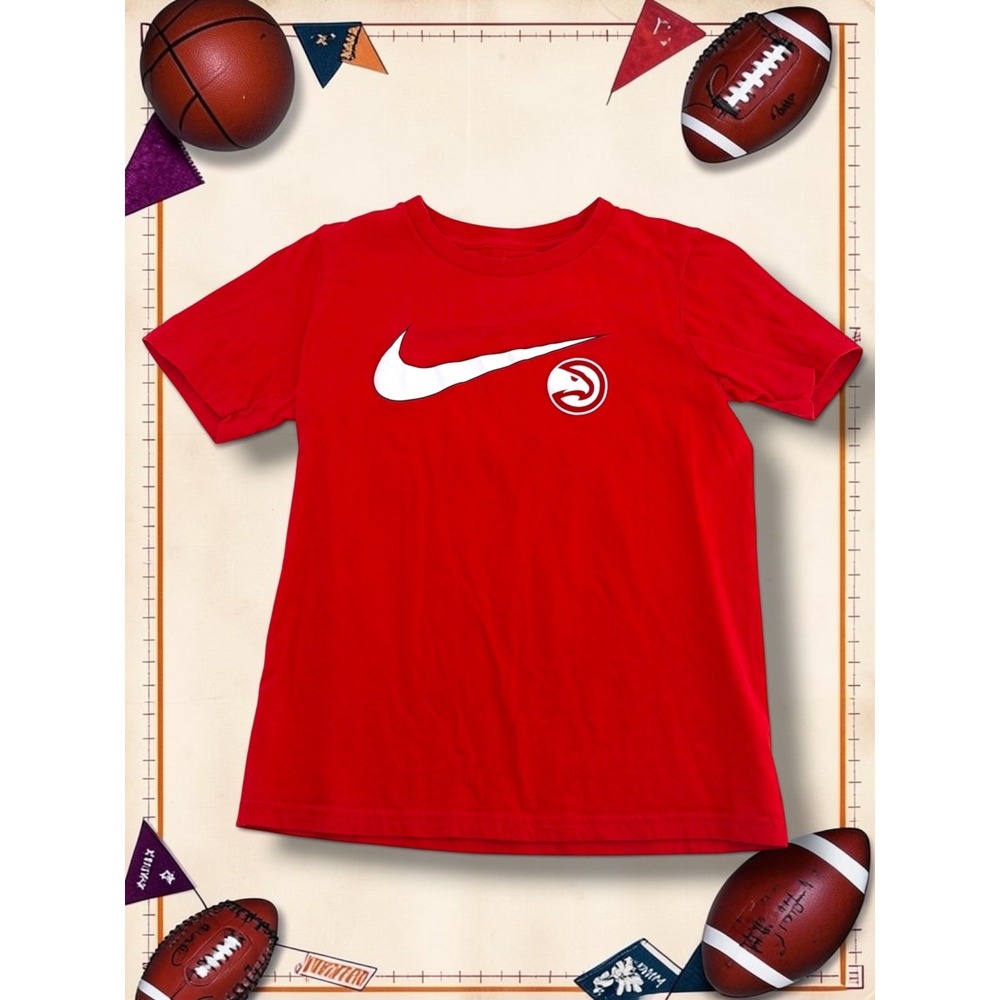 Nike Atlanta Hawks NBA Graphic Logo Cotton T-Shirt Red Kids Size S 8